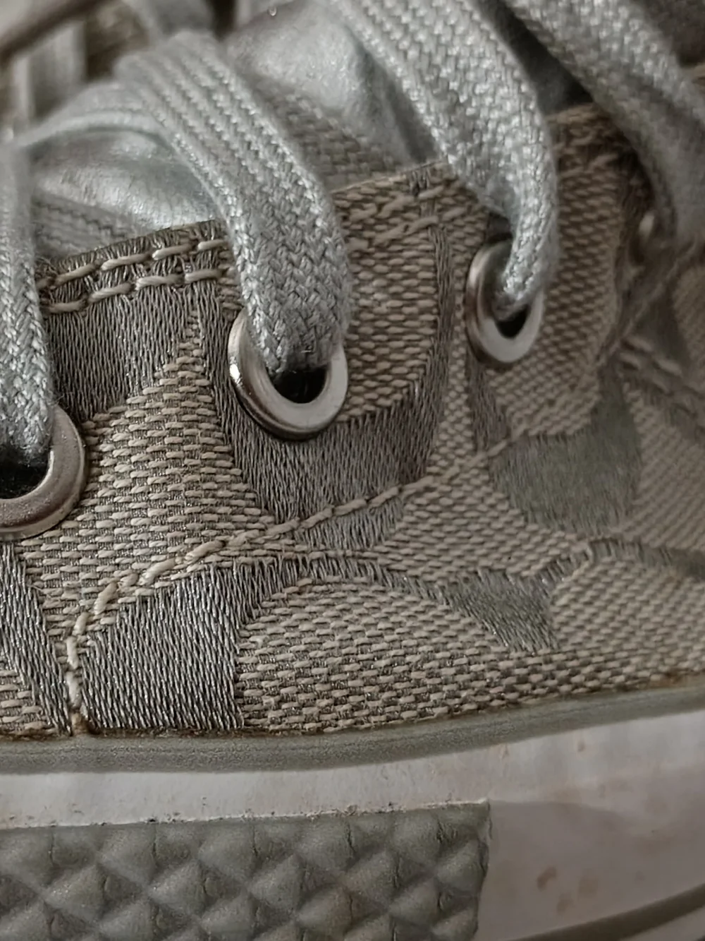 Coach Metallic Silver Monogram High-Top Sneakers